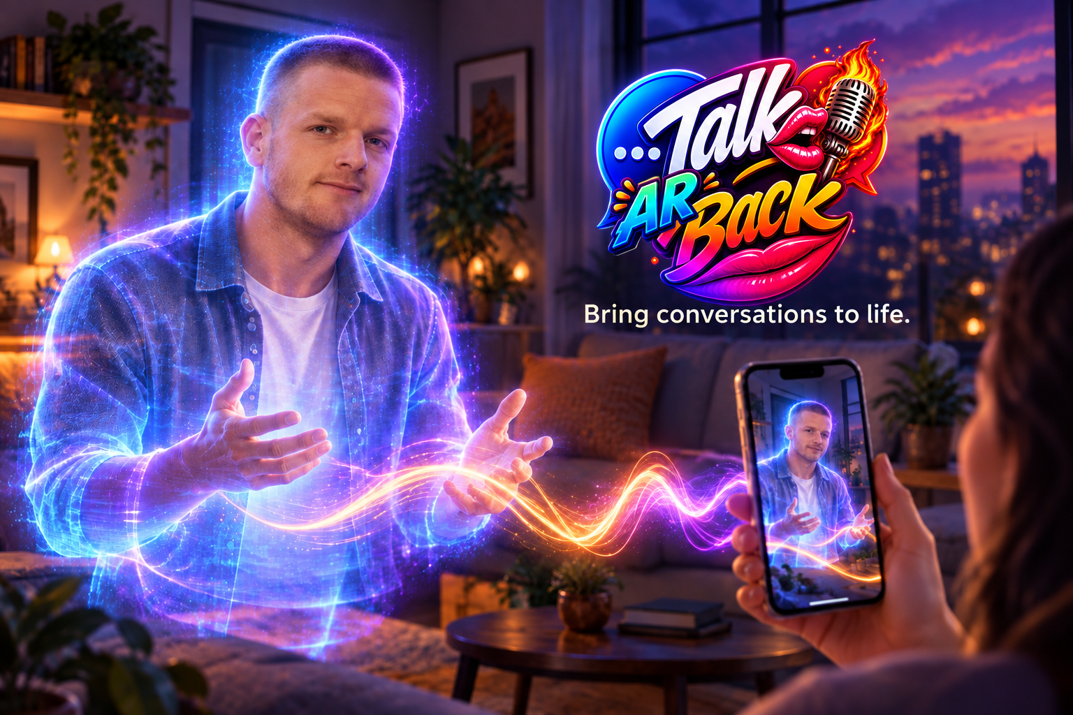 AR Talk Back holographic persona in a living room